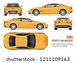 yellow car vector mockup on... | Shutterstock .eps vector #1211109163