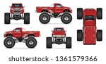 Red Monster Truck Vector Mockup ...