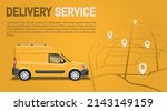 fast delivery package by van on ... | Shutterstock .eps vector #2143149159