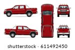 pickup truck vector mock up.... | Shutterstock .eps vector #611492450