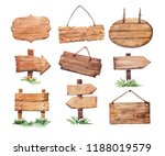 wooden signboards watercolor | Shutterstock . vector #1188019579