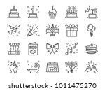 Happy Birthday Party Line Icon...