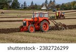 Small photo of Prestwick, South Ayshire, Scotland - October 27th 2023: Vintage Fordson tractor ploughing in the 59th Scottish Ploughing Championships