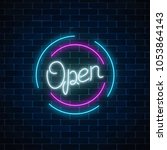 Neon Open Sign In Circle Shape...