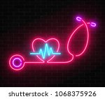 glowing neon medicine concept... | Shutterstock . vector #1068375926