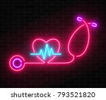 glowing neon medicine concept... | Shutterstock .eps vector #793521820