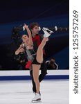 Small photo of Russia. Moscow. Sports Palace "Megasport". November 17, 2018. ISU Grand Prix of Figure Skating - Rostelecom Cup. Pairs Free Skating. Alisa Efimova and Alexander Korovin
