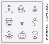 outline 9 halloween icon set.... | Shutterstock .eps vector #1209635659