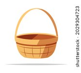 Wooden Wicker Basket Vector...