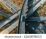 M1 and M25 UK Motorway Interchange Rush Hour Aerial View