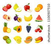 set of colorful cartoon fruit... | Shutterstock . vector #1100507510