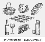 hand drawn sketch of picnic set.... | Shutterstock .eps vector #1680939886