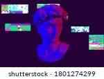 cyberpunk style collage with... | Shutterstock .eps vector #1801274299