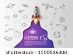 paper art style of rocket... | Shutterstock .eps vector #1500536300