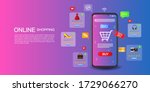 online shopping on application... | Shutterstock .eps vector #1729066270