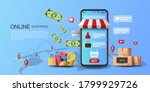online shopping on application... | Shutterstock .eps vector #1799929726