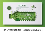 a bottle of water with a green... | Shutterstock .eps vector #2001986693