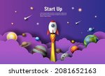 a rocket travelling through the ... | Shutterstock .eps vector #2081652163