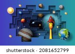 a rocket travelling through the ... | Shutterstock .eps vector #2081652799