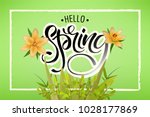 lettering of brush hello spring ... | Shutterstock . vector #1028177869