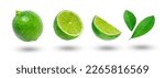 Flying lime with slices and...