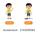 antonyms concept  dirty and... | Shutterstock .eps vector #1741030583
