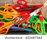 Piles of any color scissors.