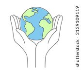 two hands hold planet earth.... | Shutterstock .eps vector #2129109119