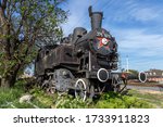 Old steam-engine locomotive in Pusztaszabolcs, Hungary.