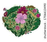heart made of plants. bouquet... | Shutterstock .eps vector #1706613490