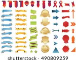 banner gold red vector icon set ... | Shutterstock .eps vector #490809259