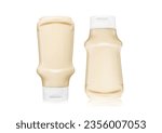 Small photo of Bottles of light egg classic mayonnaise on white.