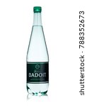 Small photo of LONDON, UK - JANUARY 02, 2018: Plastic of Badoit Saint Galmier France mineral carbonated water on white background. Product by Danone