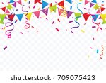 colorful party flags with... | Shutterstock .eps vector #709075423