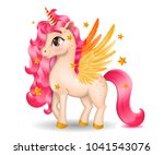 3d pony unicorn with big eyes... | Shutterstock .eps vector #1041543076
