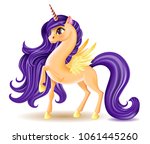 3d pony unicorn character with... | Shutterstock .eps vector #1061445260