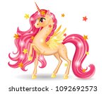 3d pony unicorn character with... | Shutterstock .eps vector #1092692573