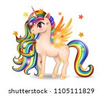 3d pony unicorn character with... | Shutterstock .eps vector #1105111829