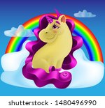 3d sweet little pony  beautiful ... | Shutterstock .eps vector #1480496990