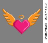 pixel art pink heart with... | Shutterstock .eps vector #1505745410