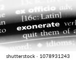 Small photo of exonerate word in a dictionary. exonerate concept