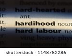 Small photo of hardihood word in a dictionary. hardihood concept.