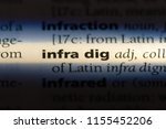 Small photo of infra dig word in a dictionary. infra dig concept.