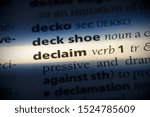 Small photo of declaim word in a dictionary. declaim concept, definition.