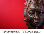 Ancient wooden african mask on...