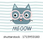 cute cat face charascter with... | Shutterstock .eps vector #1715953183