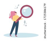 woman searching with magnifier. ... | Shutterstock .eps vector #1725386179