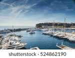 Preparation for a World Fair of the yacht show Monaco in port Hercules, is placed by megayachts, MYS, on the horizon yachts, the old city of Monaco