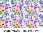 colorful hand draw flowers... | Shutterstock .eps vector #1821268190