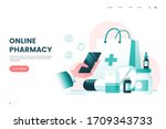 online pharmacy flat... | Shutterstock .eps vector #1709343733